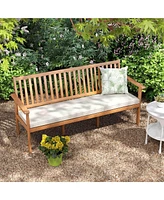 Outdoor 3-Seat Wood Bench 64 Inches Extra Long Acacia Chair with Seat Cushion