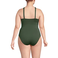 Lands' End Women's Plus Criss Cross Halter One Piece Swimsuit