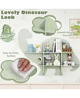 2-Tier Floating Dinosaur Kids Bookshelf Wall-Mounted Nursery Book Shelf