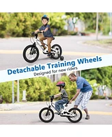 16 Inch Children Bicycle with Training Wheels & Double Disc Brakes Adjustable Seat Magnesium Alloy