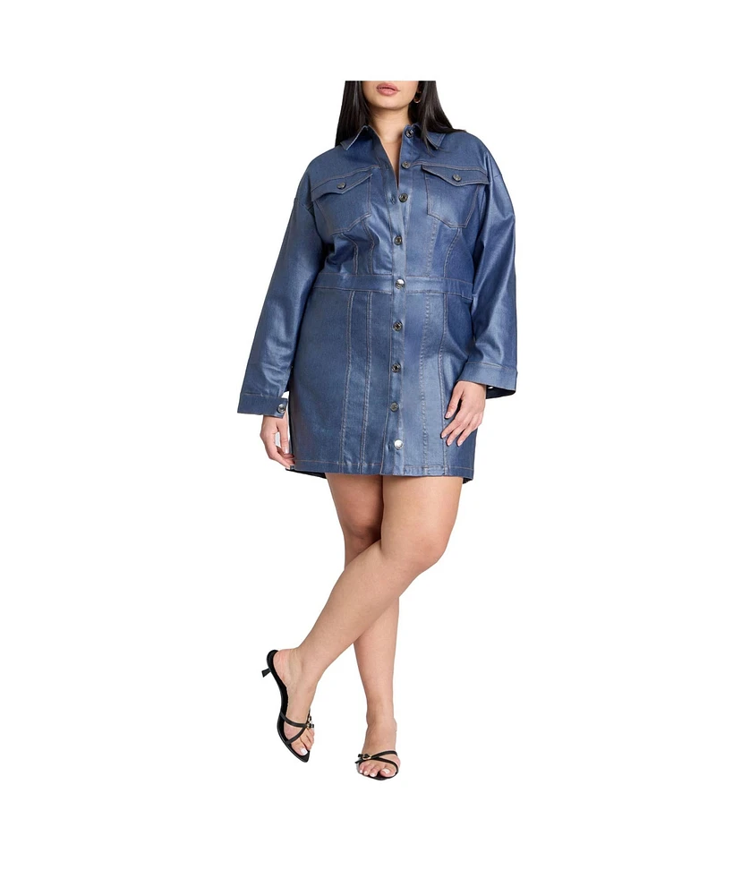 Eloquii Plus Coated Denim Mini Dress