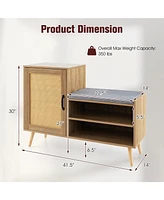 2-in-1 Shoe Cabinet with Bench Shoe Storage Bench with Washable Cushion for Entryway