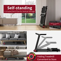 Folding Treadmill with App Control and 12 Preset Programs Space-Saving Exercise Machine for Home Use