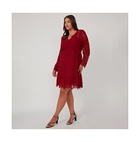 Estelle Plus Mini Lace Frill Long Sleeve Dress