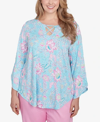 Ruby Rd. Plus Floral Puff Print Top