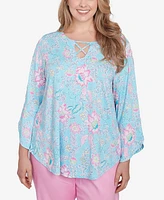 Ruby Rd. Plus Floral Puff Print Top