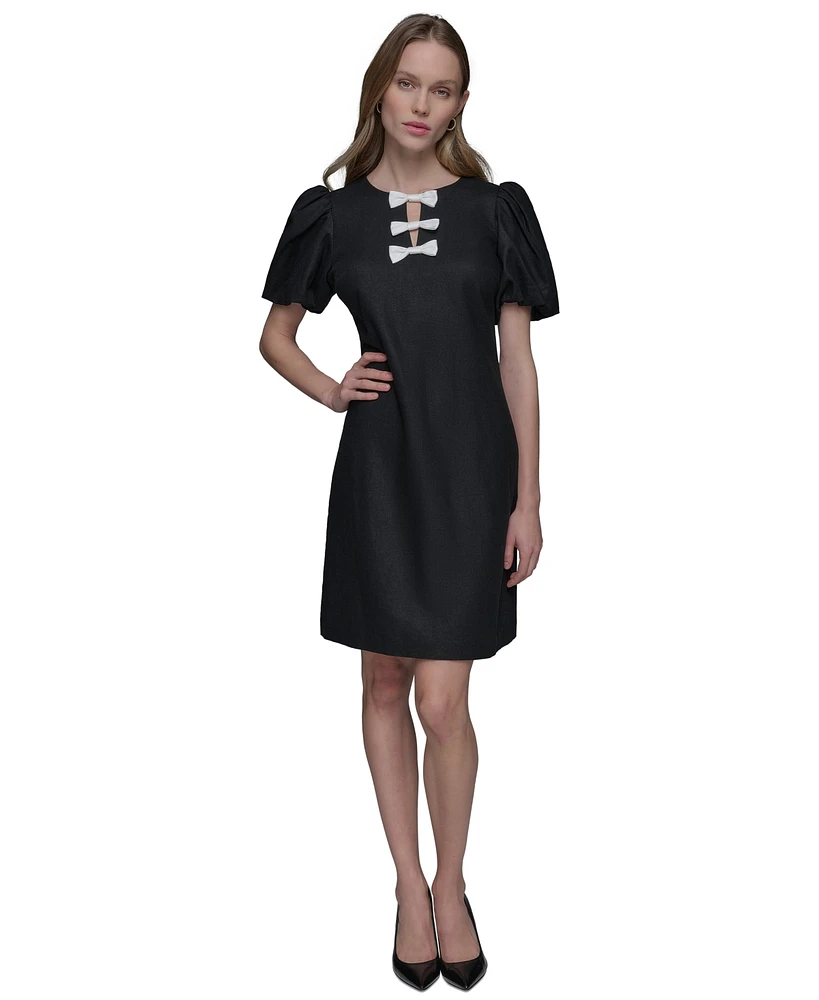 Karl Lagerfeld Paris Women's Bow-Trim A-Line Dress