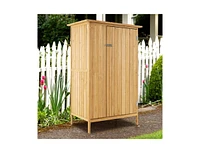 Outdoor Storage Cabinet with Roof and 3 Shelves Durable and Weather-Resistant Garden Organizer