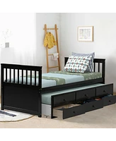 Captain's Bed with Trundle and 3 Storage Drawers