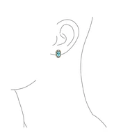 Bling Jewelry Two-Tone Bali Style Aqua Blue Oval Clip-On Earrings with Simulated Aquamarine Cz