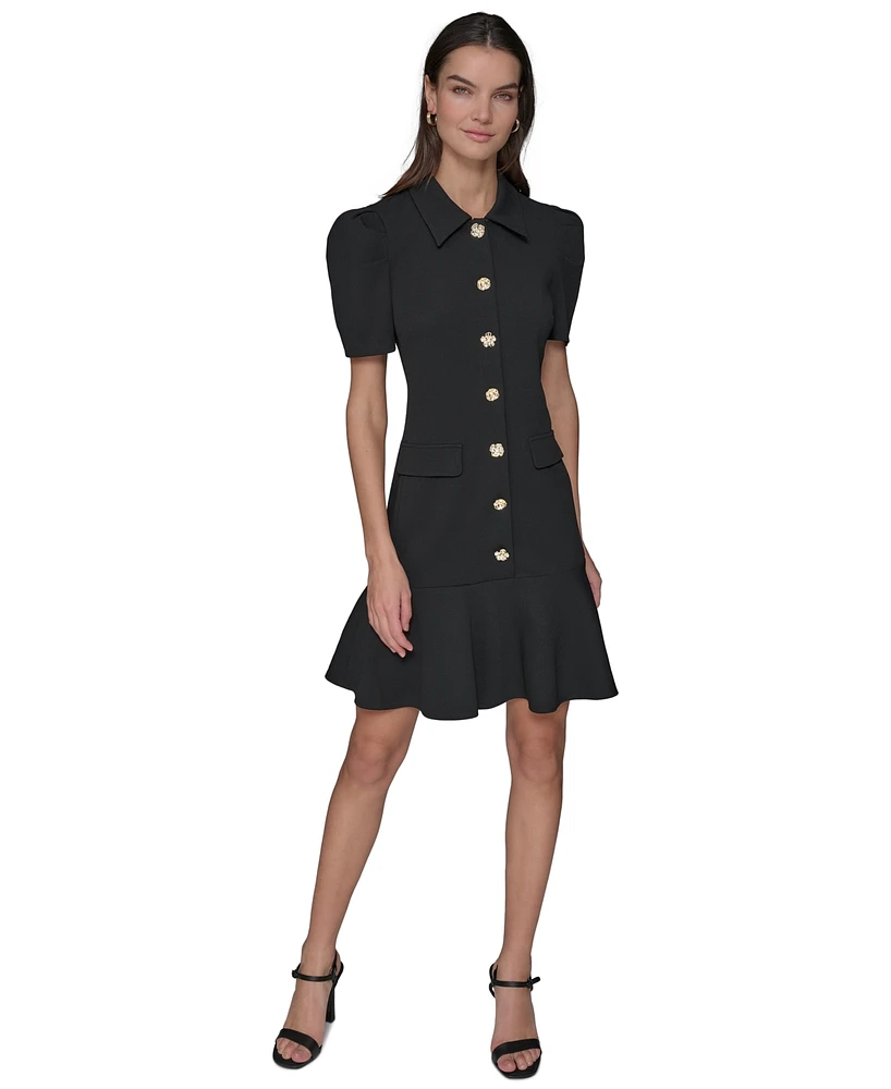 Karl Lagerfeld Paris Women's Collared Short-Sleeve Dress