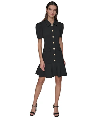 Karl Lagerfeld Paris Women's Collared Short-Sleeve Dress