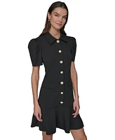 Karl Lagerfeld Paris Women's Collared Short-Sleeve Dress