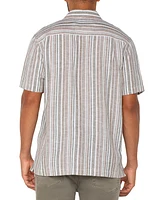 Liverpool Los Angeles Men's Relaxed Fit Short Sleeve Striped Button-Front Shirt