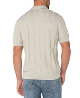 Liverpool Los Angeles Men's Kingston Slim Fit Short Sleeve Textured Stripe Polo Sweater
