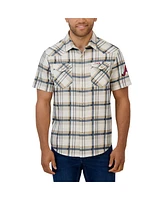 Fanatics Men's Cream Atlanta Braves Plaid Full-Snap Shirt