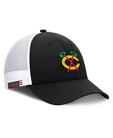 Fanatics Men's Black/White Chicago Blackhawks Authentic Pro Simple Rink Trucker Adjustable Hat