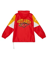 Mitchell & Ness Men's Red Atlanta Hawks Team Origins Anorak Quarter-Zip Pullover Hoodie