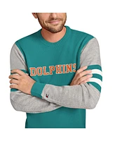 Tommy Hilfiger Men's Aqua/Heather Gray Miami Dolphins Acrylic Crewneck Pullover Sweatshirt