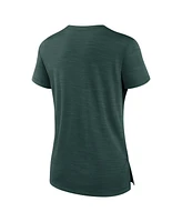 Nike Women's Green Athletics Pure Pride Boxy Performance Notch Neck T-Shirt