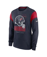 Nike Men's Heather Navy Houston Texans Rewind Playback Helmet Long Sleeve T-Shirt