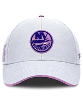 Fanatics Men's White New York Islanders Authentic Pro Hockey Fights Cancer Adjustable Hat