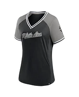 Fanatics Women's Black Chicago White Sox Glitz Glam League Diva Raglan V-Neck T-Shirt