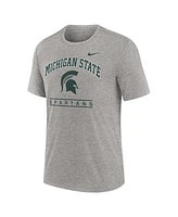 Nike Men's Heather Gray Michigan State Spartans Arch Over Logo Tri-Blend T-Shirt