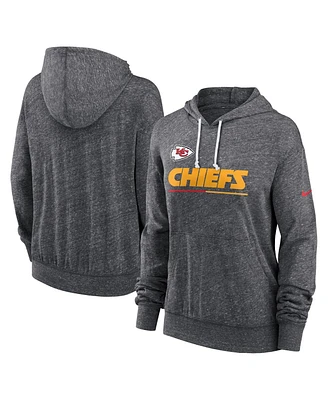 Nike Women's Heather Charcoal Kansas City Chiefs Team Spirit Gym Vintage Lightweight Hoodie Top