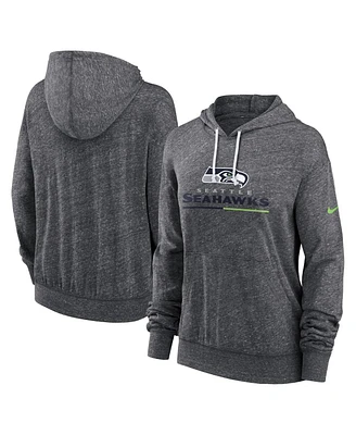 Nike Women's Heather Charcoal Seattle Seahawks Team Spirit Gym Vintage Lightweight Hoodie Top