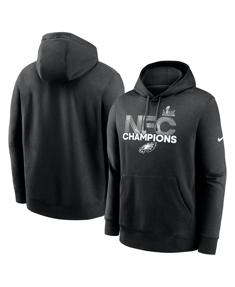 Nike Men's Black Philadelphia Eagles 2024 Nfc Champions Fleece Pullover Hoodie