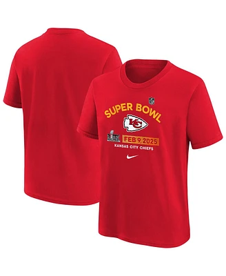 Nike Big Boys and Girls Red Kansas City Chiefs Super Bowl Lix Authentic T-Shirt