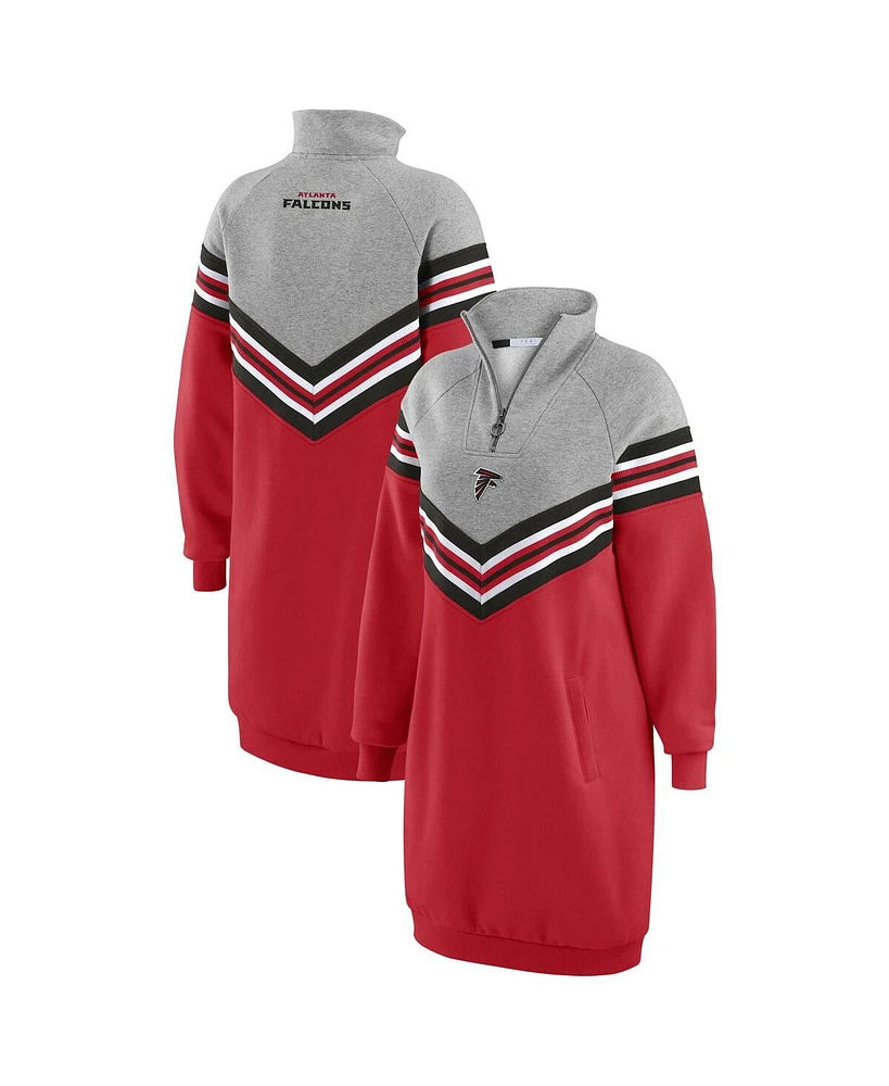 Wear by Erin Andrews Women's Red/Heather Gray Atlanta Falcons Chevron Stripe Dress