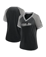 Fanatics Women's Black Chicago White Sox Glitz Glam League Diva Raglan V-Neck T-Shirt
