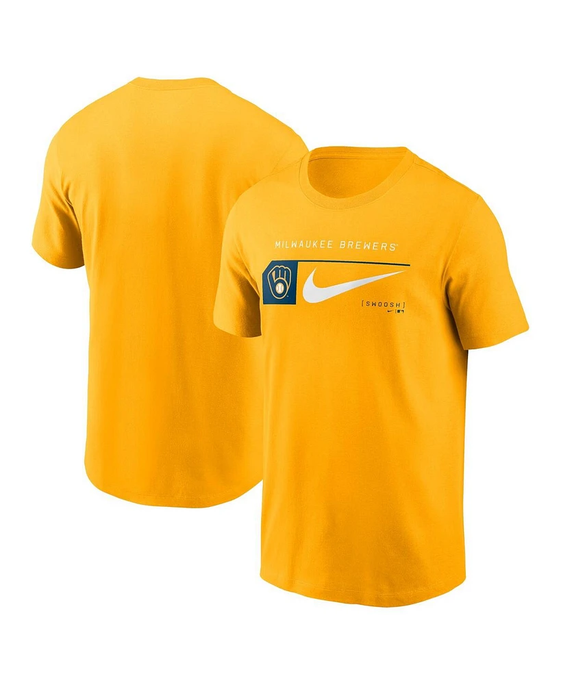 Nike Men's Gold Milwaukee Brewers Team Swoosh Lockup T-Shirt