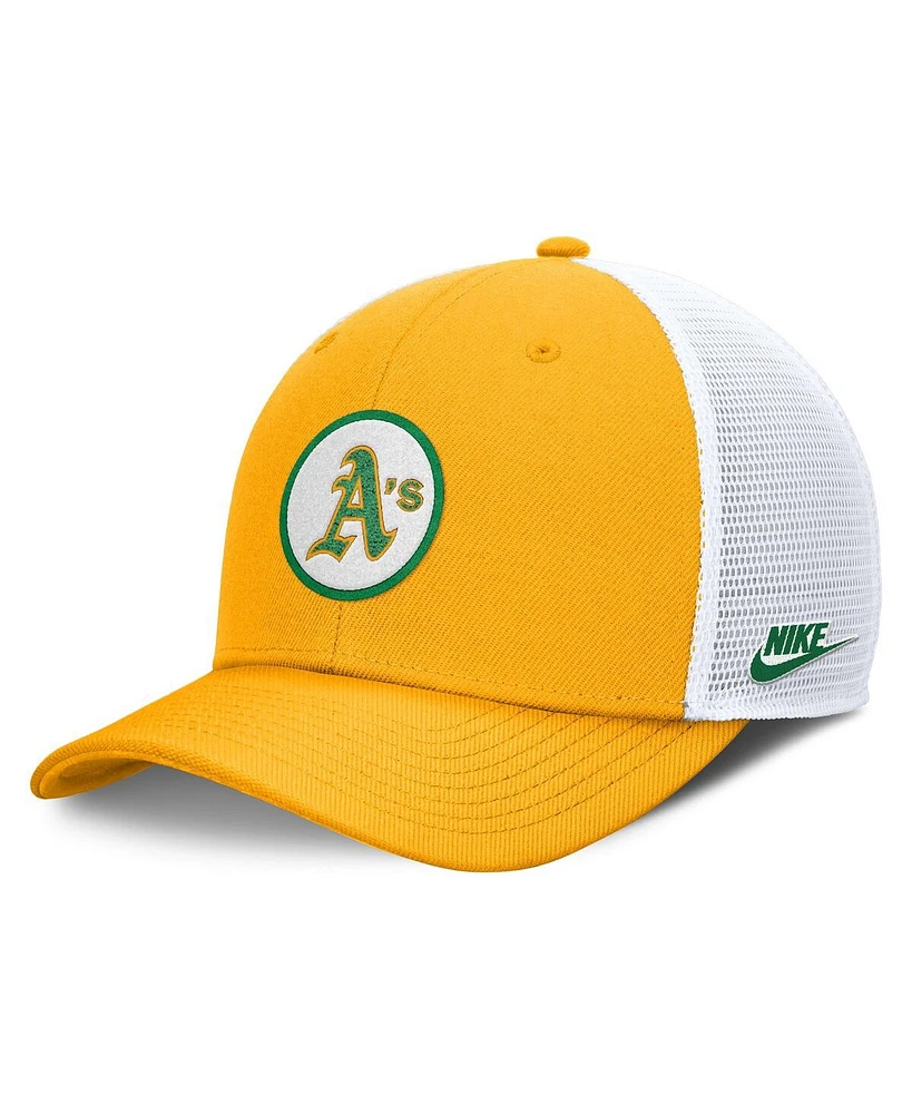 Nike Men's Gold Oakland Athletics Cooperstown Collection Rise Trucker Adjustable Hat