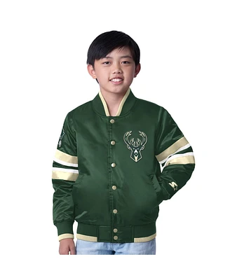 Starter Big Boys and Girls Hunter Green Milwaukee Bucks Scout Varsity Full-Snap Jacket