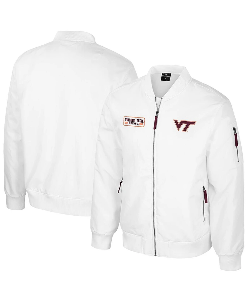 Colosseum Men's Virginia Tech Hokies White Rabbit Full-Zip Bomber Jacket