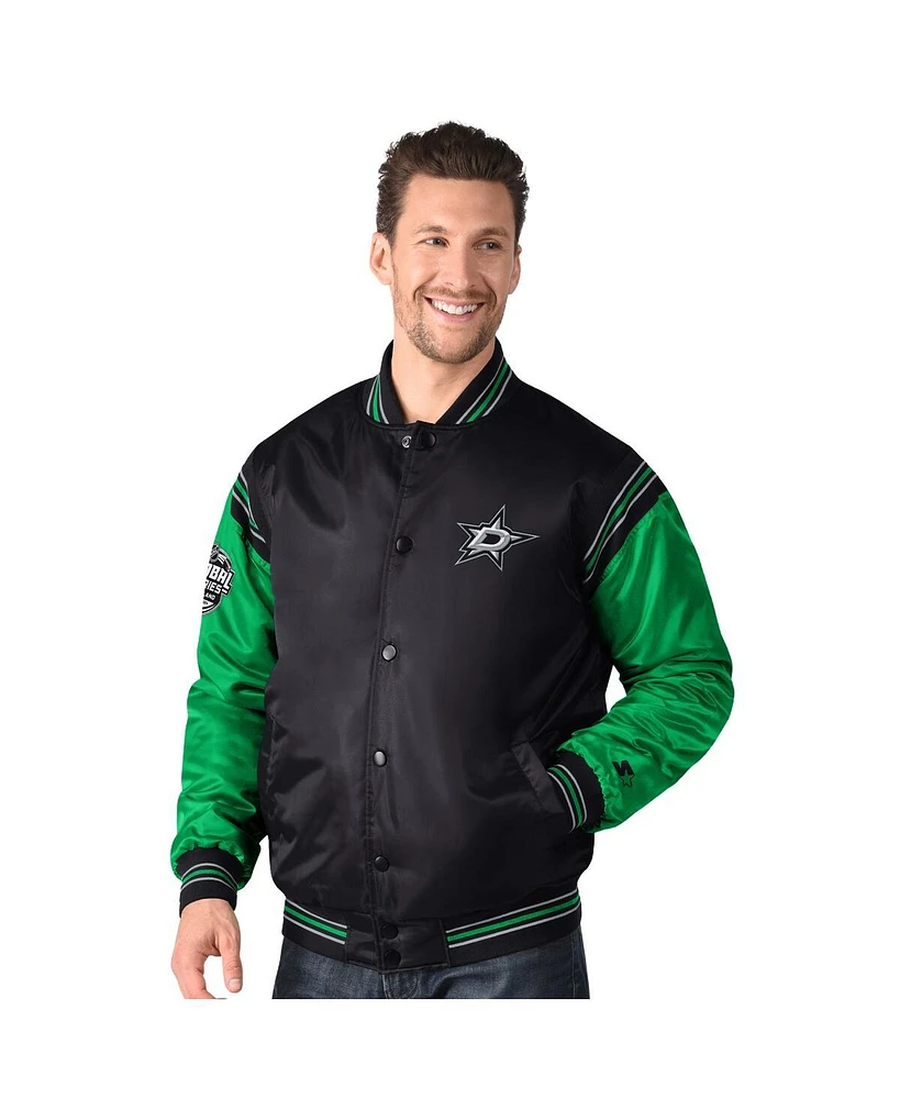 Starter Men's Black Dallas Stars 2024 Nhl Global Series Full-Snap Varsity Jacket