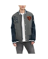Tommy Hilfiger Men's Heather Gray/Navy Chicago Bears Gunner Full-Zip Varsity Jacket