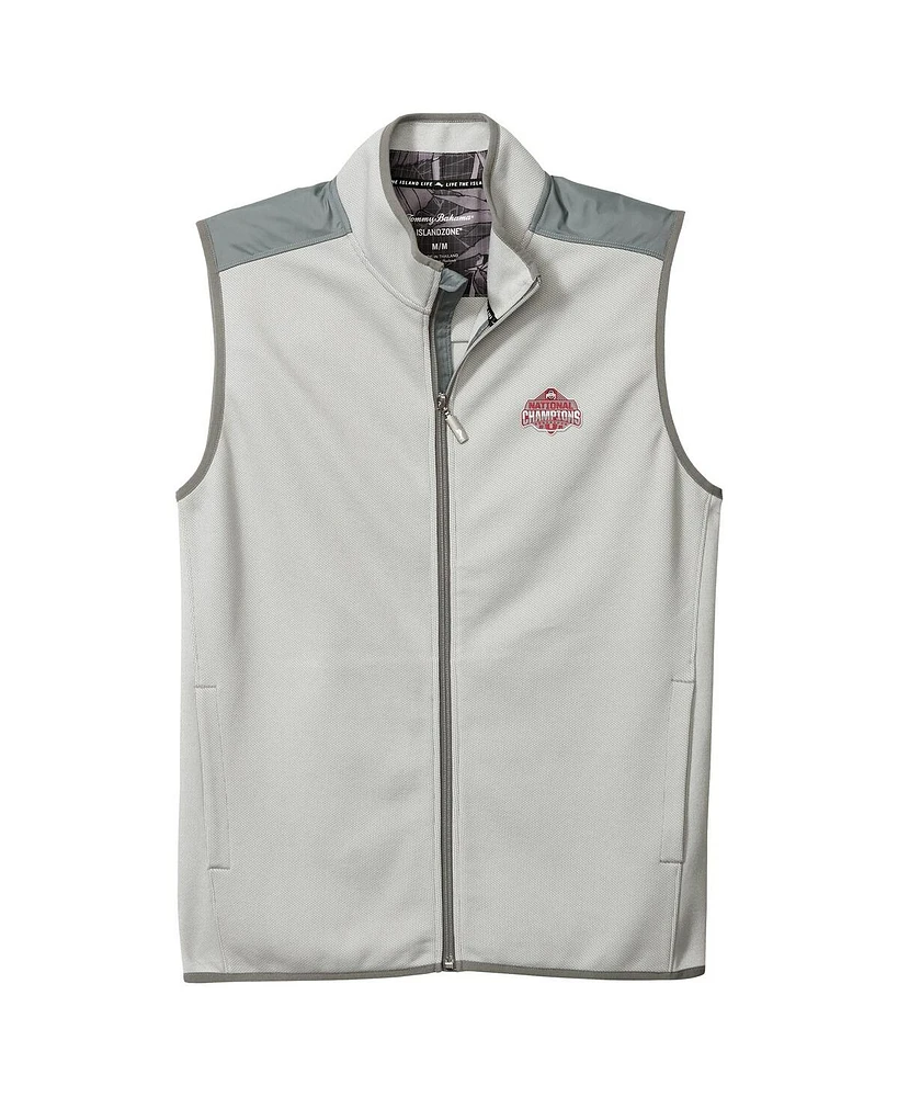 Tommy Bahama Men's Gray Ohio State Buckeyes College Football Playoff 2024 National Champions Turf Trek Full-Zip Vest