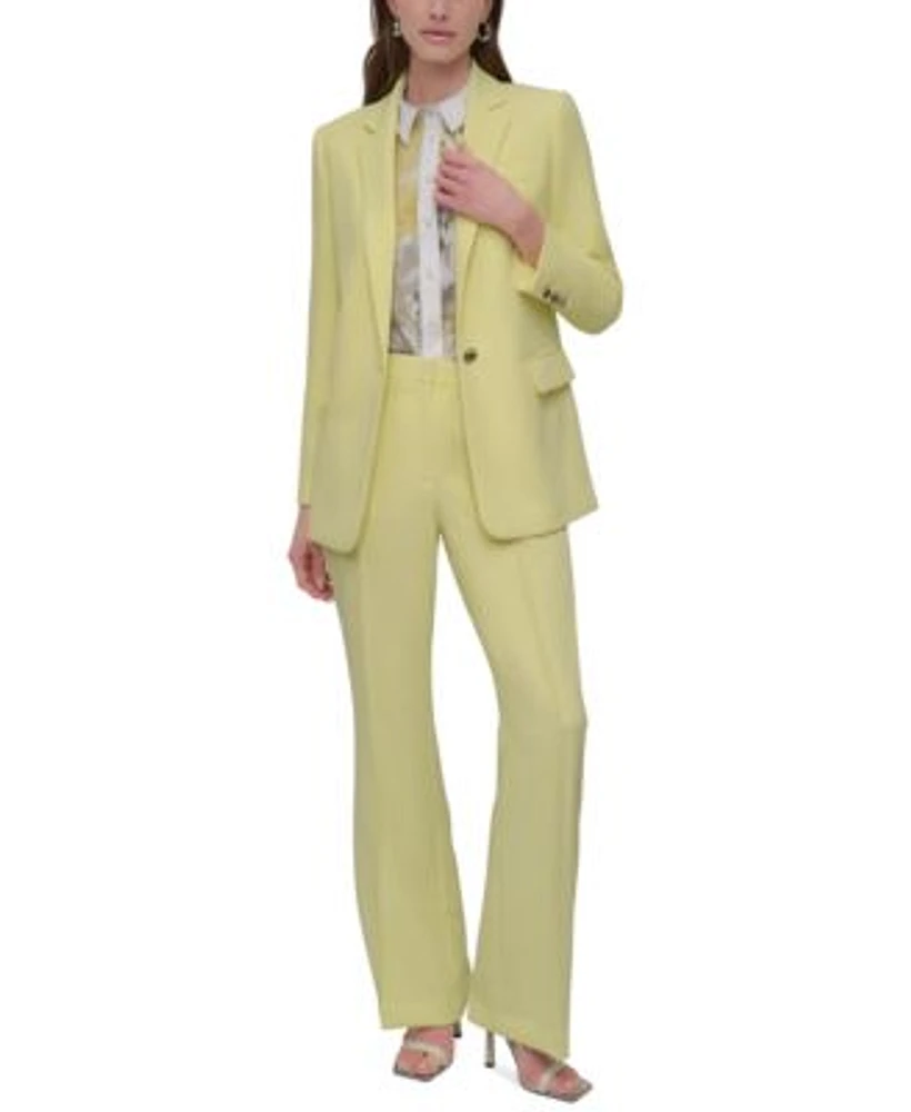 Dkny Petite One Button Blazer Straight Leg Pants