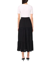 Sam & Jess Women's Challis Maxi Tie-Waist Tiered Skirt