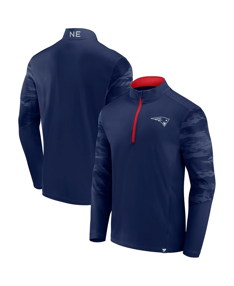 Fanatics Men's Navy New England Patriots Defender Quarter-Zip Sweatshirt