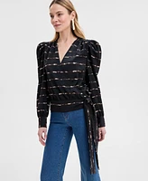 I.n.c. International Concepts Women's Printed Puff-Sleeve Blouse, Exclusively at Macy's