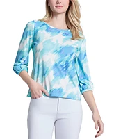 Jones New York Petite Printed 3/4-Sleeve Top