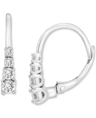 Diamond Leverback Hoop Earrings (1/2 ct. t.w.) in 14k White Gold, Exclusively at Macy's