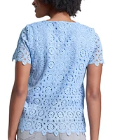 Jones New York Petite Short-Sleeve Lace Top