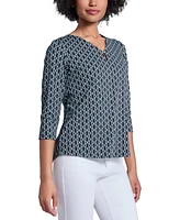 Jones New York Petite Printed 3/4-Sleeve Top