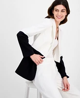 Tahari Asl Women's Color-Blocked One-Button Boyfriend Blazer